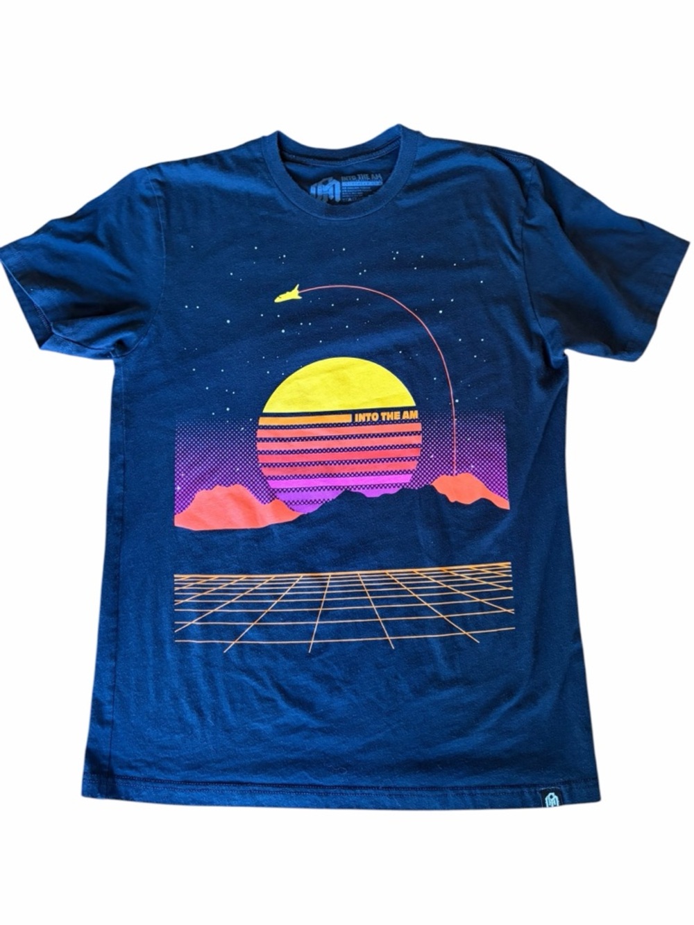 Into The AM Black Logo Tee — Subtle Neck Print